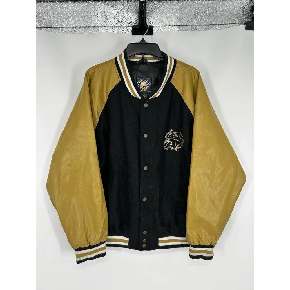 Army Black Knights Vintage Steve &‎ Barrys Vintage Leather Varsity Jacket Mens L - Picture 2 of 6